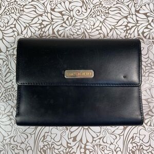 ST. JOHN Black Leather Trifold Wallet